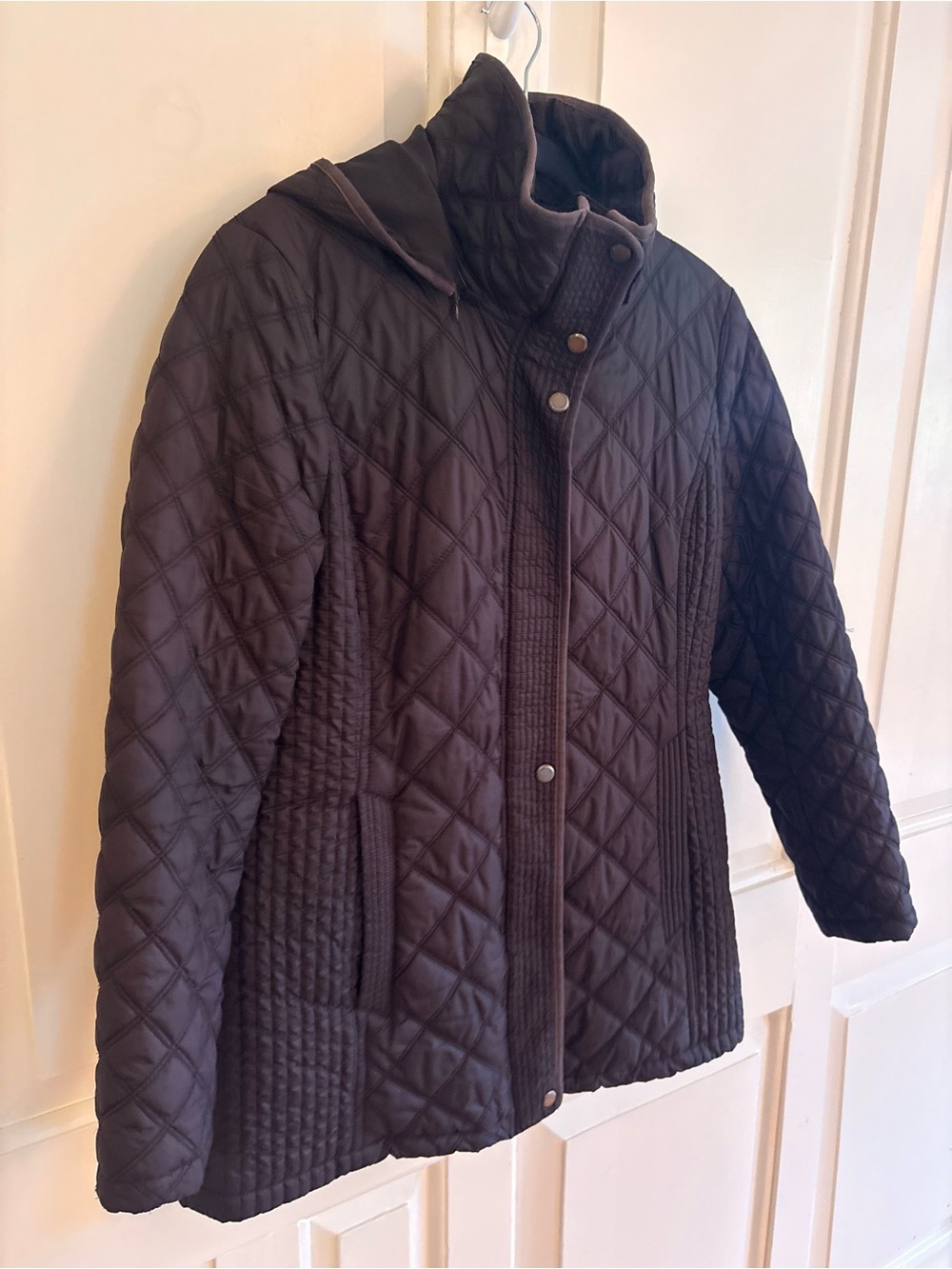 Marc New York Andrew Marc Women's Black Diamond Quilted Hooded Jacket Size Large